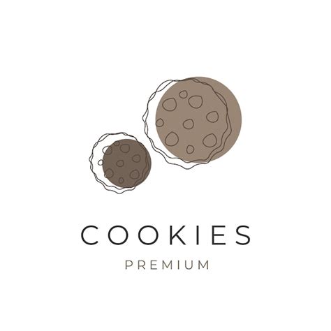 Chocolate Chip Cookies Line Art Vektor Illustration Logo Premium Vektor