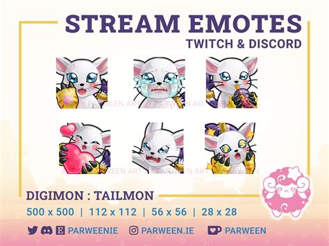 Digimon Adventure Gatomon Tailmon Emote Set Twitch Discord Etsy