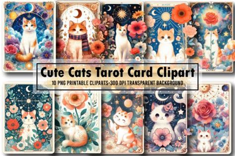 Cute Cats Tarot Card Sublimation Clipart Graphic By Sublimation Artist