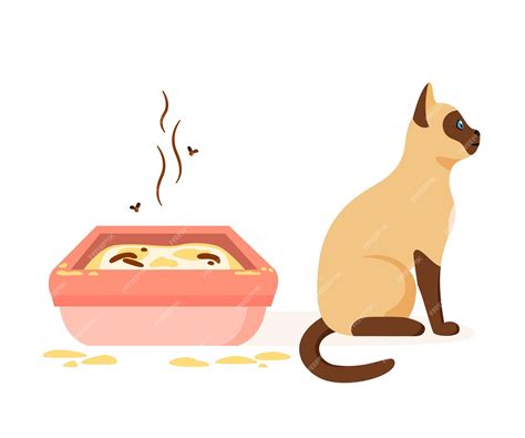 Premium Vector | Cat not using dirty litter box wrong way to maintain