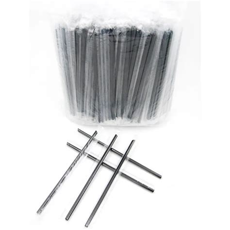 Thin Straw Black Individually Wrapped Pointed 500 Pcs Per Pack 20cm