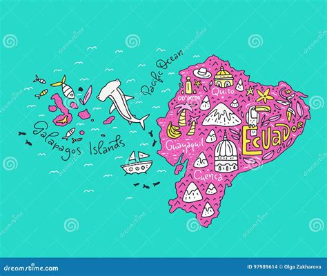 Cartoon Map Of Ecuador Vector Illustration CartoonDealer 96443424