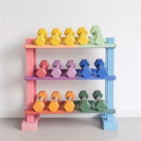 Premium AI Image | A colorful rack with dumbbells on it