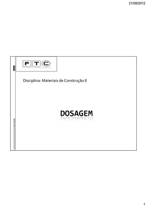 A Dosagem Do Concreto Ftc Faculdade De Tecnologia E Ci Ncias Pdf