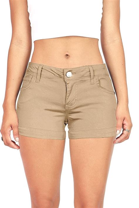 Women S Juniors Casual Cuffed Design Shorts Khaki CB12DI63KZV