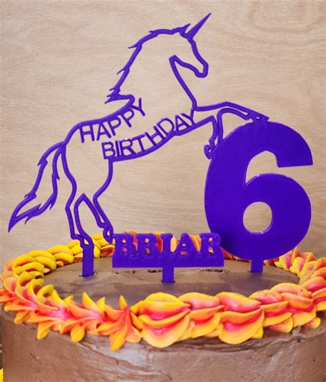 Custom Unicorn Birthday Cake Topper With Name Tag Personalized