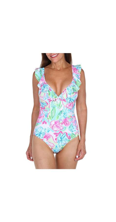 Womens Tropical Print One Piece Swimsuit Multi Burkes Outlet