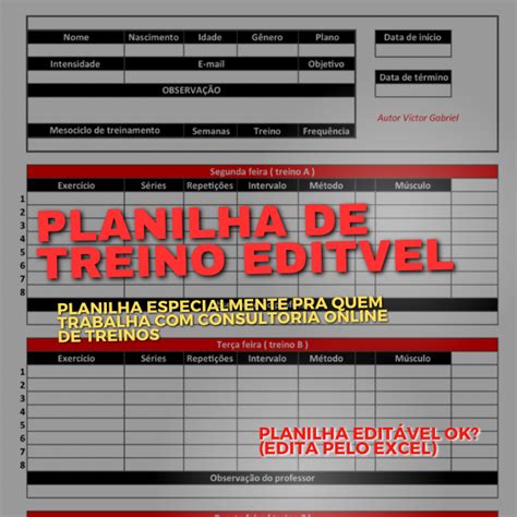 Planilha De Treino Pra Personal Trainer Consultoria Online Victor