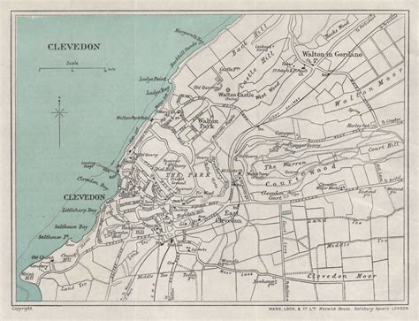 clevedon vintage tourist town city plan somerset ward lock   map ebay