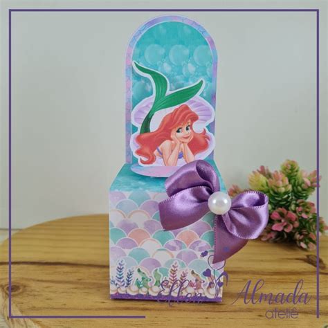 Caixa Cubo Cenário Personalizada a Pequena Sereia ariel Elo7