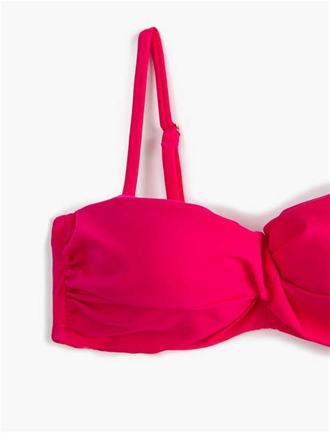 Pembe Kadın Push Up Bikini Üstü Dolgulu Balenli Çıkarılabilir Askılı 3SAK10158BM Koton