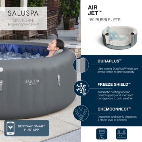Bestway SaluSpa Santorini HydroJet Inflatable Hot Tub With EnergySense Cover Piece Fred Meyer