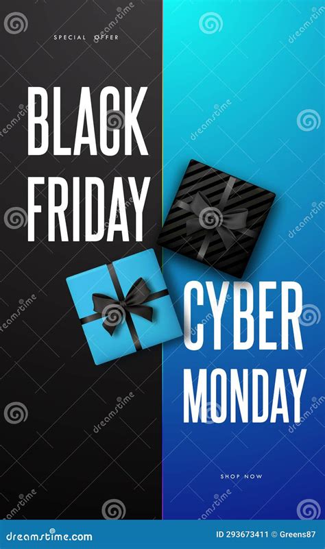 Black Friday And Cyber Monday Vertical Promo Poster Stock Vector