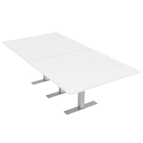 Large 8 Rectangular Conference Table 8 Person Metal T Bases White