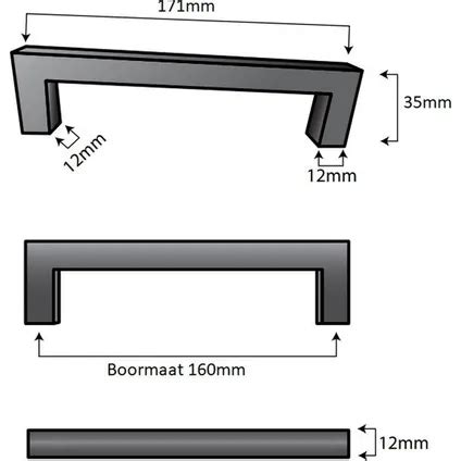 BY MJM Handgreep Meubelgreep Dallas 160 Mm RVS Set 5