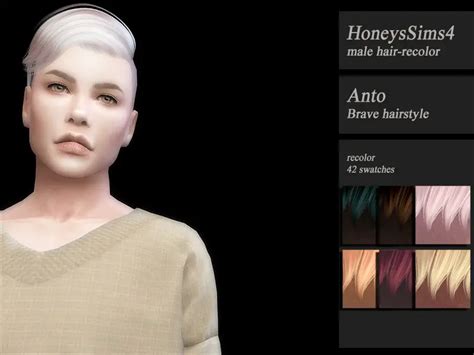 The Sims Resource Anto`s Brave Hair Retextured By Jenn Honeydew Hum