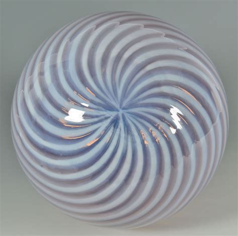 Lot 160 Large Art Glass Witch Swirl Ball With Stem Case Auctions