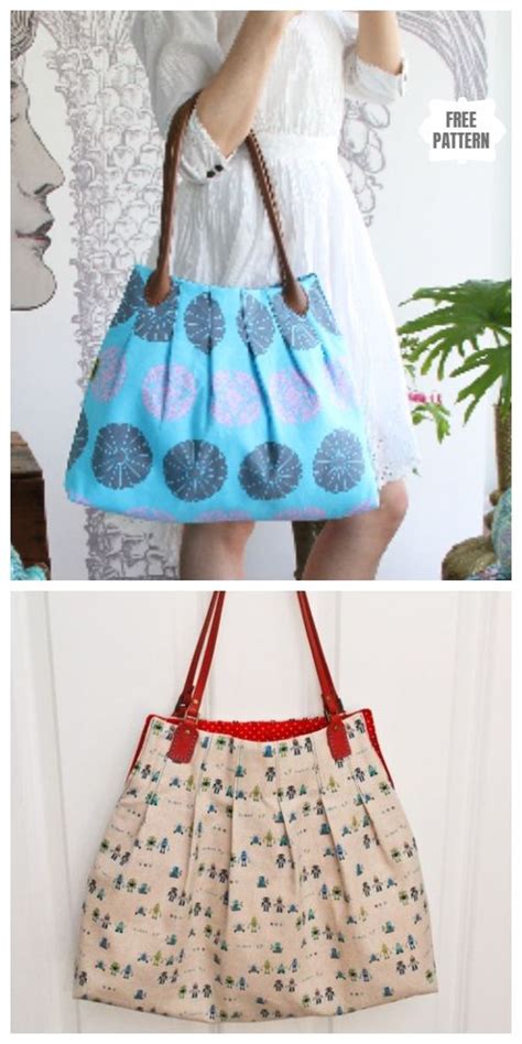 Diy Pleated Tote Bag Free Sewing Pattern Sewing Patterns Free Tote