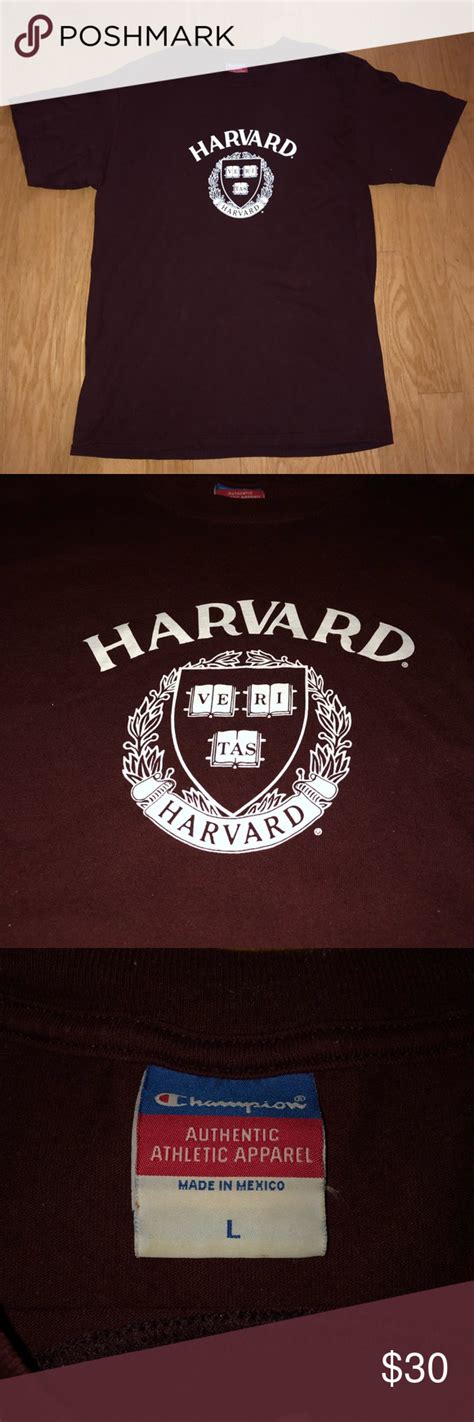 Vintage Champion Harvard Crest Burgundy T Shirt Vintage Champion