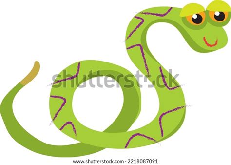 Green Snake Funny Eyes Cartoon Style Stock Vector (Royalty Free ...