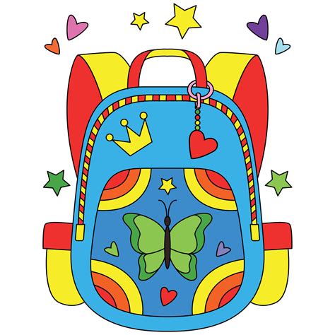 Butterfly red yellow colorful school bag backpacks with love and star ...