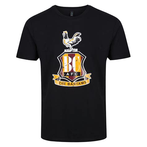 Distressed Crest T Shirt Black Bradford City Afc