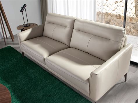 Sof Plazas Tapizado En Piel Gris Taupe Y Patas Acero Negro Muebles