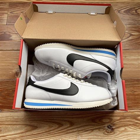 Nike Cortez Mens Shoes White Black Blue Sail Uk105 Depop