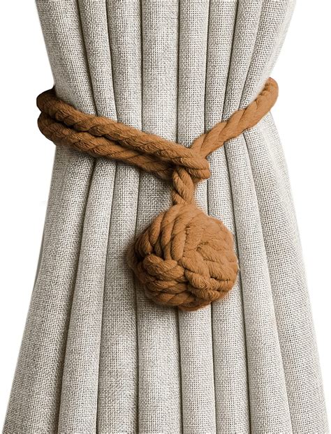 2 Pack Curtain Tiebacks Ropenatural Cotton Drapes Holdbackshand Woven