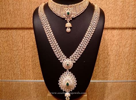 Gold CZ Stone Bridal Jewellery Set South India Jewels