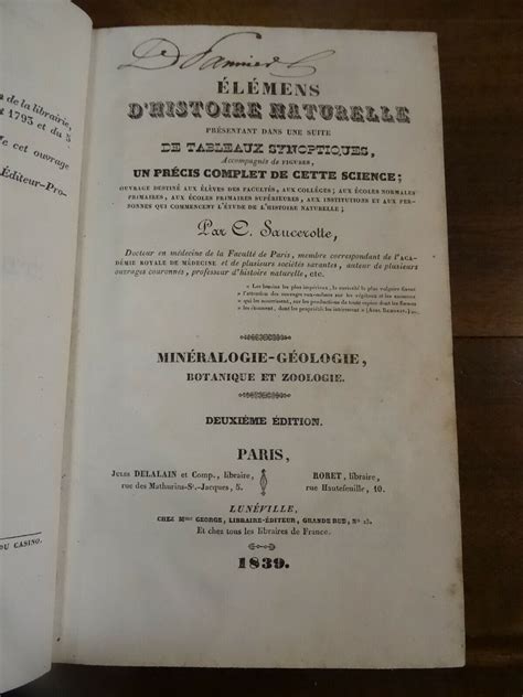 Saucerotte Histoire Naturelle Minéralogie géologie botanique zoologie