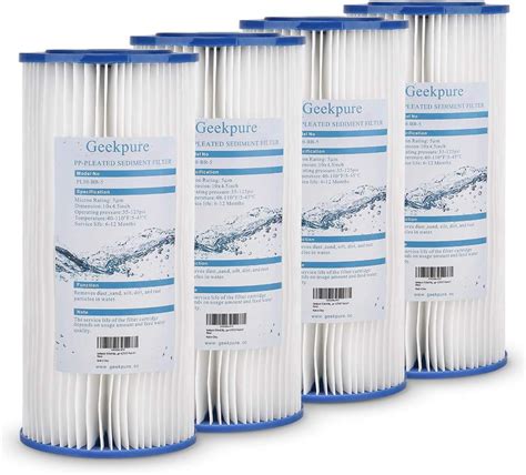 Geekpure Inch Pleated Pp Polypropylene Sediment Filter Cartridge For