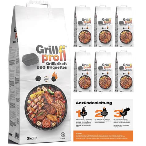 Grillkohle Briketts 6x3 Kg Hochwertige Aktivkohle Zum Grillen