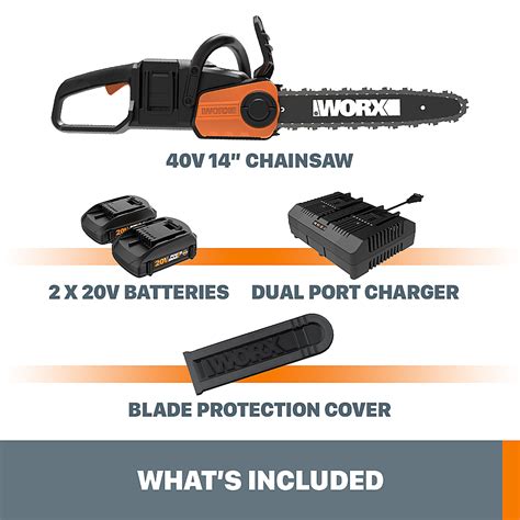 Worx Wg V Cordless Chainsaw With Auto Tension X Ah