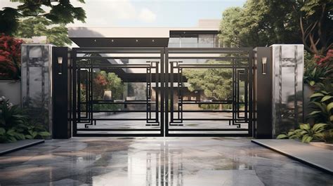 Premium AI Image | A photo of a contemporary gate with glass panels