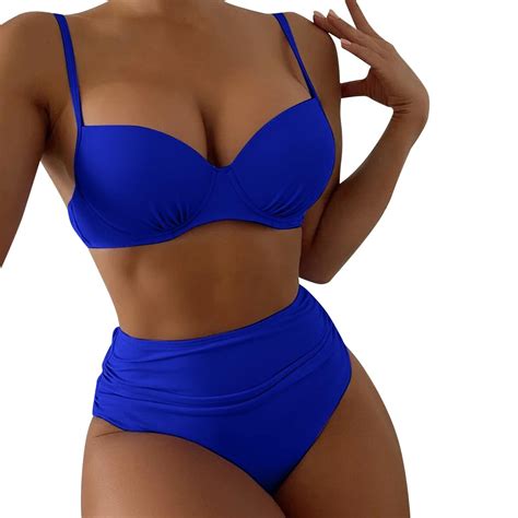 Gzea Womens Piece Swimsuits Vintage Retro Halter Ruched High Waist Print Bikini Set Sunflower