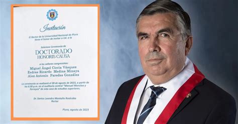 UNP dará título doctor honoris causa al congresista Alex Paredes quien