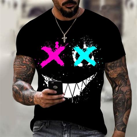 Buy 2022 Summer Fashion Devil Smile Shirt 3d Print O Neck Short Sleeve Streetwear Tee Man