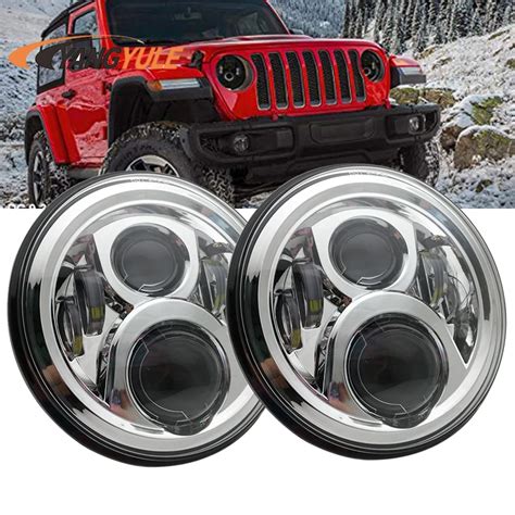 2X7 дюймов круглый светодиодный фары проекционный комплект фар для Jeep ...