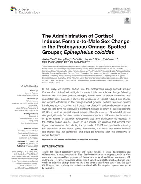 PDF The Administration Of Cortisol Induces Female To Male Sex Change In The Protogynous Orange