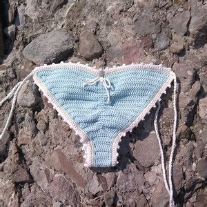 Crochet Bikini Set In Seafoam Light Blue Etsy