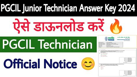 Pgcil Junior Technician Answer Key Pgcil