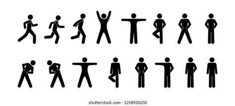 Stick Figure Positions Set Vector Stock Vector Royalty Free