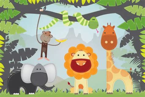 Cartoon Jungle Animals Vector Free