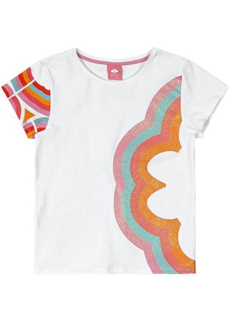 Blusa Manga Curta Malha Menina Branco Lilica Ripilica