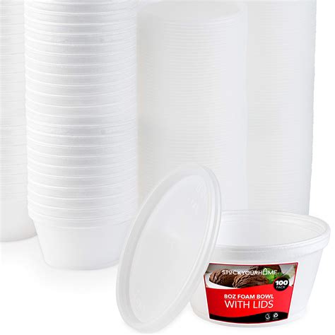 Buy Stock Your Home 8 Ounce Foam S With Lids 100 Count Styrofoam S