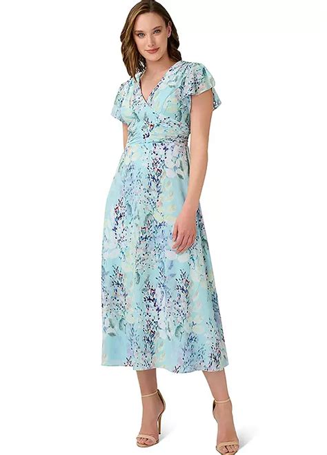 Adrianna Papell Floral Printed Fit And Flare Dress Kaleidoscope