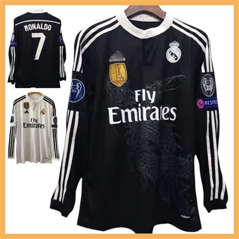 Retro 14 15 Real Madrid Home Away Camisa De Futebol Manga Comprida