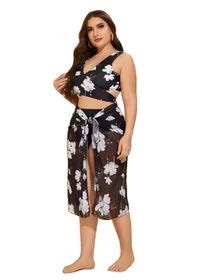 Women S Plus Size Piece High Waisted Bikini Swimsuit With Cover Up Sarong Shop Today Get It