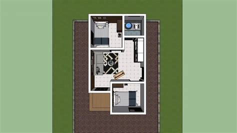 Small House Plan 4x7 Meter 13x23 Feet 1 Beds 1 Bath 28xqm House Plans 3d